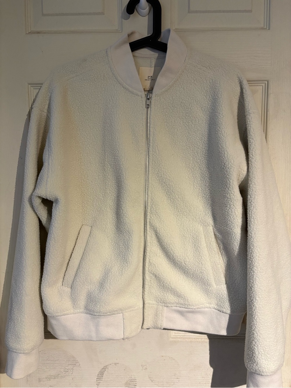 Thread & Supply Cream Sherpa Bomber Jacket